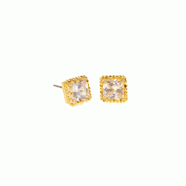 7mm Square-Cut Cubic Zirconia Stud Earrings In 10K Gold - Foto 7