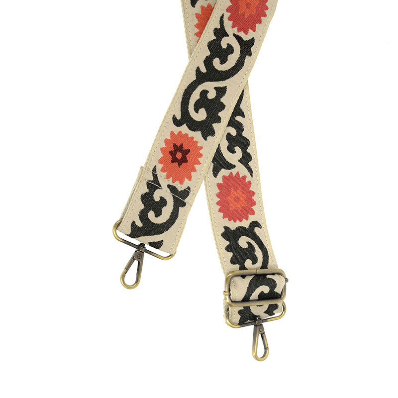 Cream Floral Jacquard Guitar Strap Joy Susan