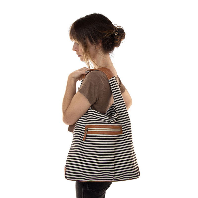 Striped sales hobo bag