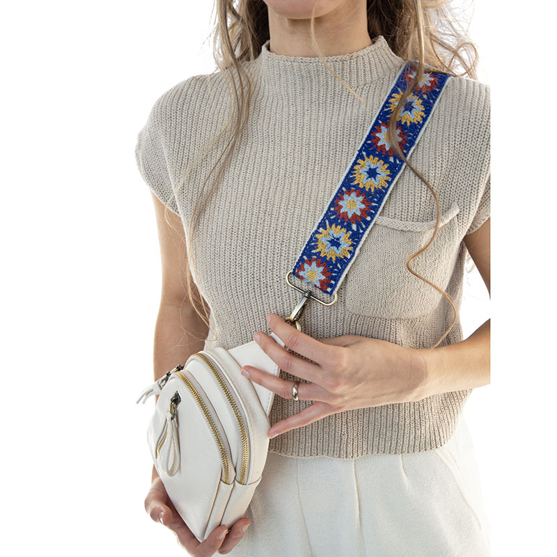 Multi Crocheted Daisies Guitar Strap | Joy Susan