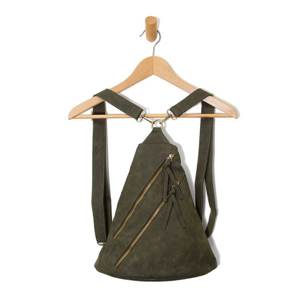 Brushed Peyton Double Zip Convertible Sling Backpack | Joy Susan