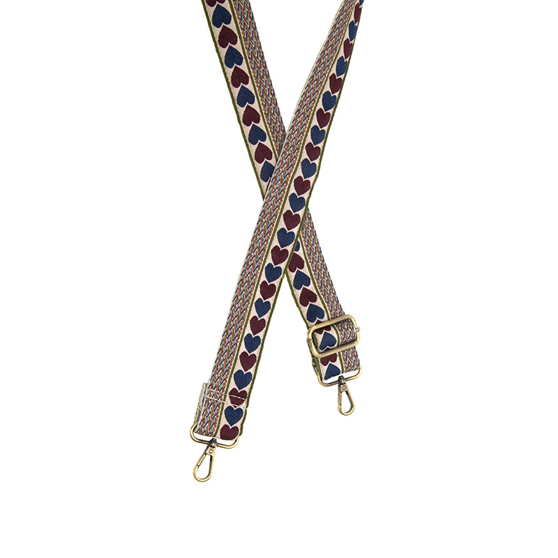 Heart Throb Embroidered Guitar Strap Navy