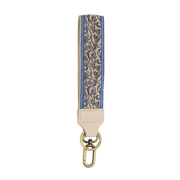 Blue Toile Vineyard Easy Find Wristlet Keychain | Joy Susan