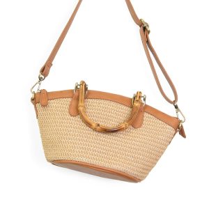 Natural Straw Millie Bamboo Handle Basket Crossbody | Joy Susan